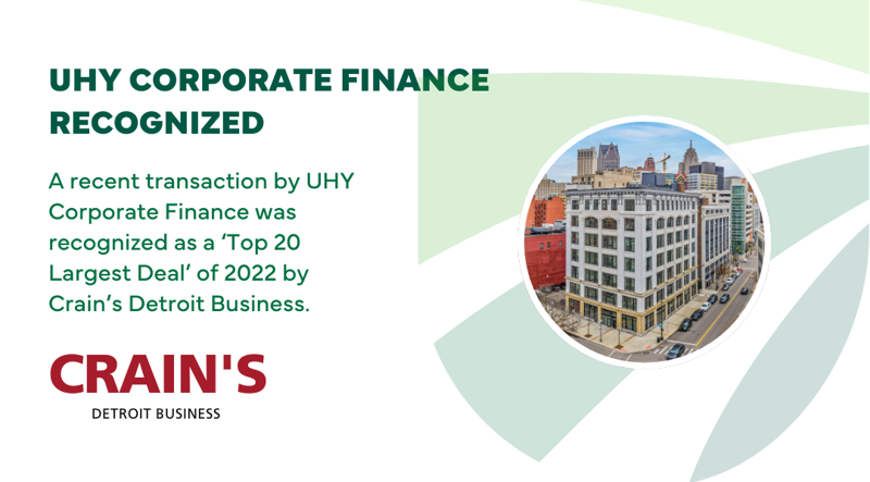 Strategic $427M Transaction Earns UHY Corporate Finance Recognition from Crain’s, Mergers & Acquisitions Magazine