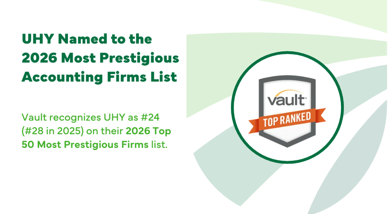 UHY Named A 2026 Most Prestigious Accounting Firm by Vault